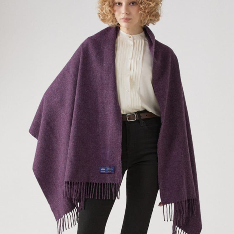 ABRAHAM MOON Merino Wool Shawl 70cm - Purple Heather