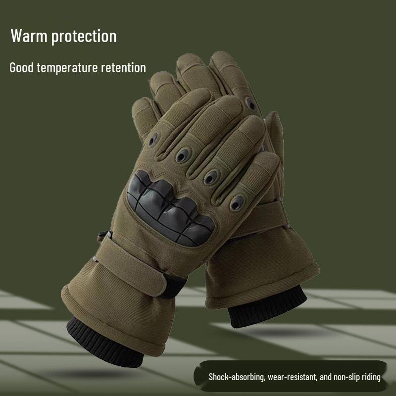 Men's Fleece-Lined Touchscreen Tactical Gloves: Winter Windproof Non-Slip Gloves for Outdoor Sports, Cycling, and Motorcycling.