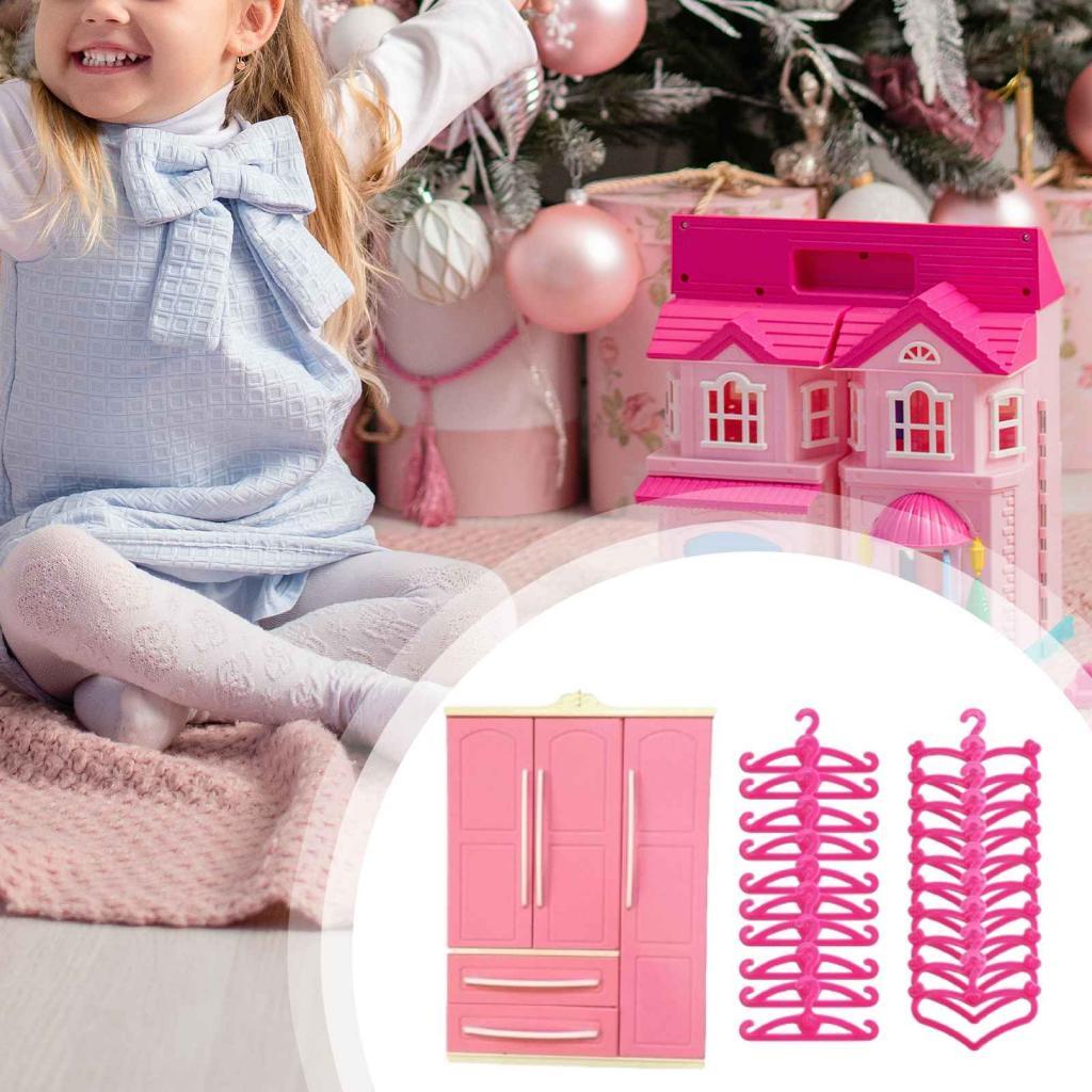 Lovely Doll Wardrobe Decor Gifts Life Scene Storage Cabinet Play House Furniture Dollhouse Closet