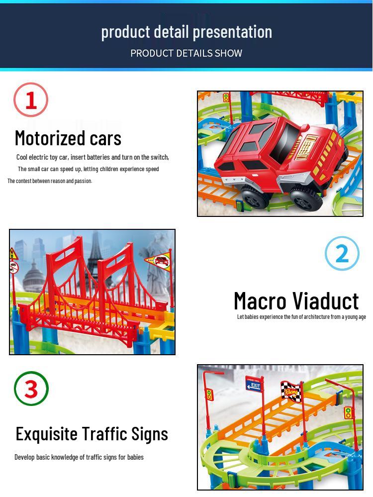 Seven-Layer Electric Train Track Toy: Educational Racing Car Assembly for Kids - Perfect Gift for Boys with Level-Crossing Feature