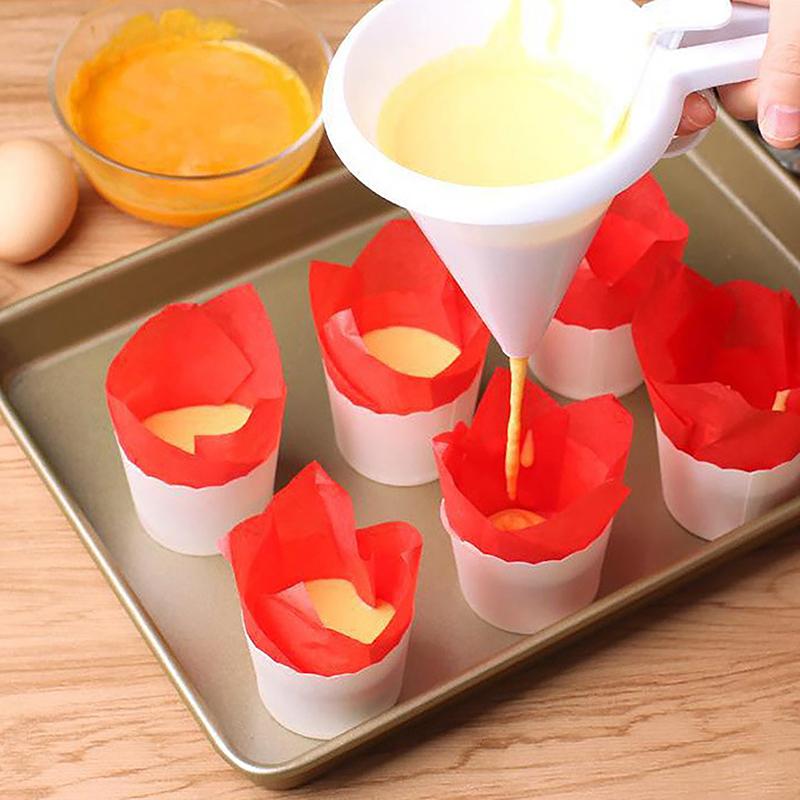 Trychtýř na těsto na krémovou polevu, ruční dávkovač čokolády na košíčky, nástroj na pečení