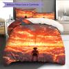 Anime Pattern Bedding Quilt Set Quilt Cover Pillowcase Home Decoration Birthday Gift (1 * Duvet Cover + 2 * Pillowcase, Without Core)
