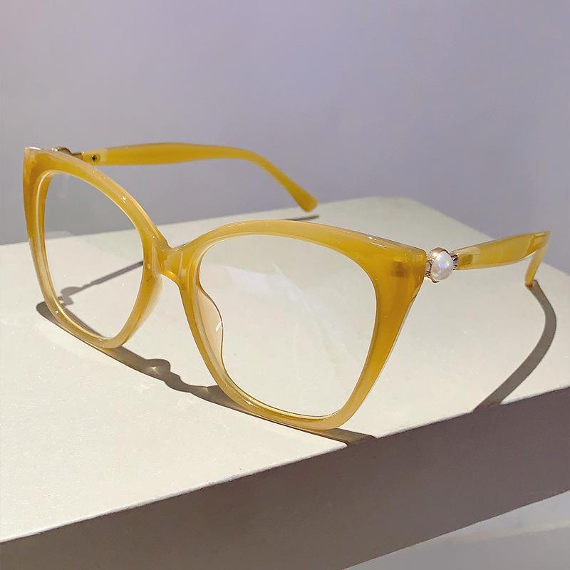 

Latest Luxury Brand Designer Vintage Anti Blue Light Cat Eye Pearl Glasses Women Myopia Prescription Optical Eyeglasses Big Frame
