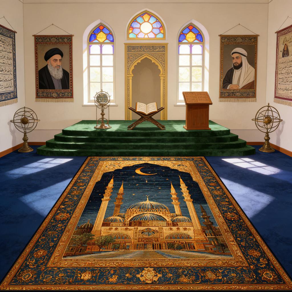 Non-slip Washable Area Floor Mats Islamic Religious Style Musalla Prayer Mat Decoration Temple Prayer Mat Fluffy Soft Ramadan