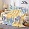 Yellow Blue Flower Flannel Blanket Warm Soft Halloween Christmas Decorative Couch Warm Cozy All-Season Gift