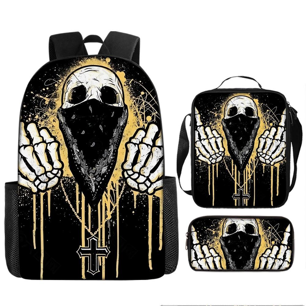 Skull Schoolbag for Primary School Students, Kindergarten New Schoolbag for Boys and Girls, Grades 2345 and 6