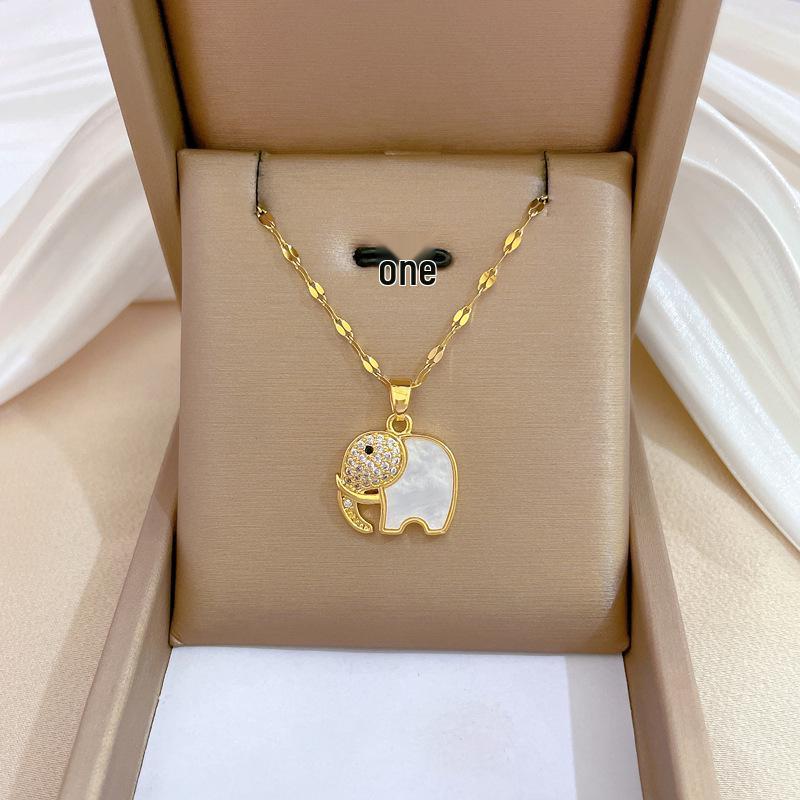 Titanium Steel Micro-Inlaid Luxury Necklace: Elegant Full Diamond Gold Design for Women