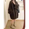 Autumn and Winter Loose Knitted Cardigan Women's Sweater Coat Fashion Elegant Simple Medium and Long Thickened Outer Jackets Casual Pockets Clothing