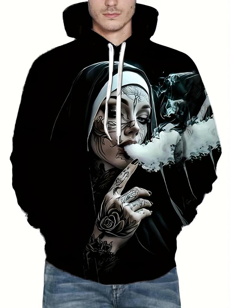 Herren Hoodie mit langem Ärmel, 3D Digital Bunte Serie