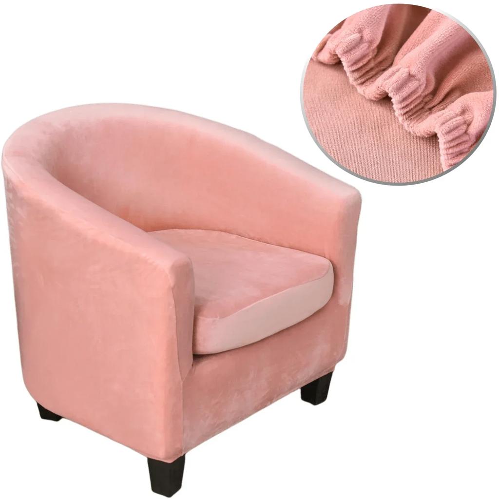 Plush Velvet Tub Chair Covers Club Chair Slipcover Cushion Cover 2-Piece Stretch Soft Washable Armchair Sofa Furniture Protector