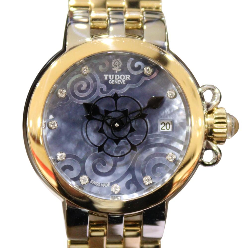 

[Overhauled and polished] TUDOR Claire de Rose 35101 Automatic winding PG Pink gold Stainless steel Blue shell dial Date 100m waterproof Ladies