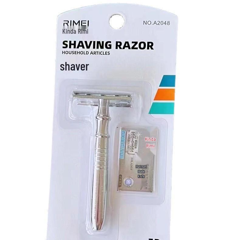 Jinda Rimei A2048 Double-Sided Alloy Razor: Waterproof, Rustproof Handle with 1 Blade.