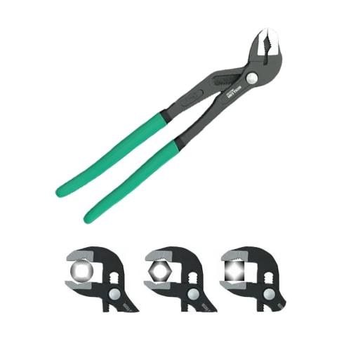 QEZEZA Water Pump Pliers, 12-Level Adjustment, 249mm Total Length, Compatible with CR-V Steel, Quick Release Adjustment, Pliers Wrench, Plumbing Tool