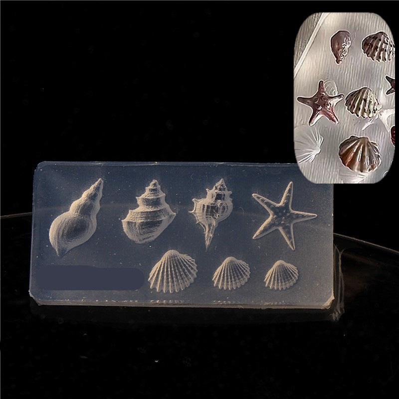 3D Nail Mold Ocean Shell Conch Ice Flower Rose Nail Art Decorations Nails Diy Crafts Silicone Nail Stamping Plates Nails Product