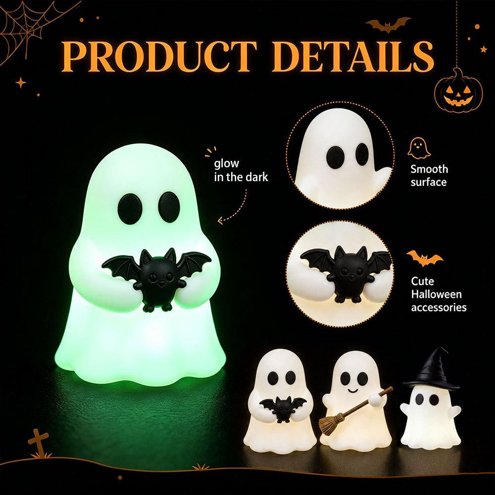 Halloween Mini Glow Ghost Figurine Creative Table Decor Luminous Ghost Ornament for Micro Landscape Decoration Set