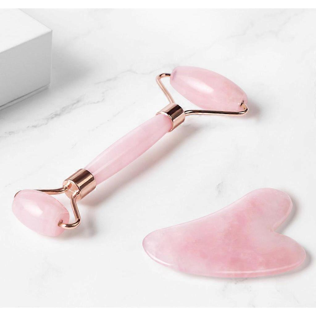 Jade Facial Roller Rose Quartz Massager for Anti-Aging (Pink)