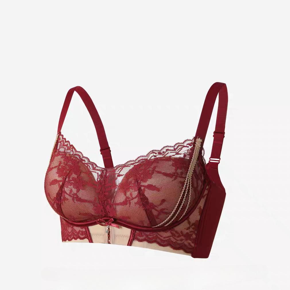 Sexy Spitzen-Push-up-BH mit Seitenverhältnis, Anti-Erschlaffung Seitenbrustanpassung Bügelloser BH