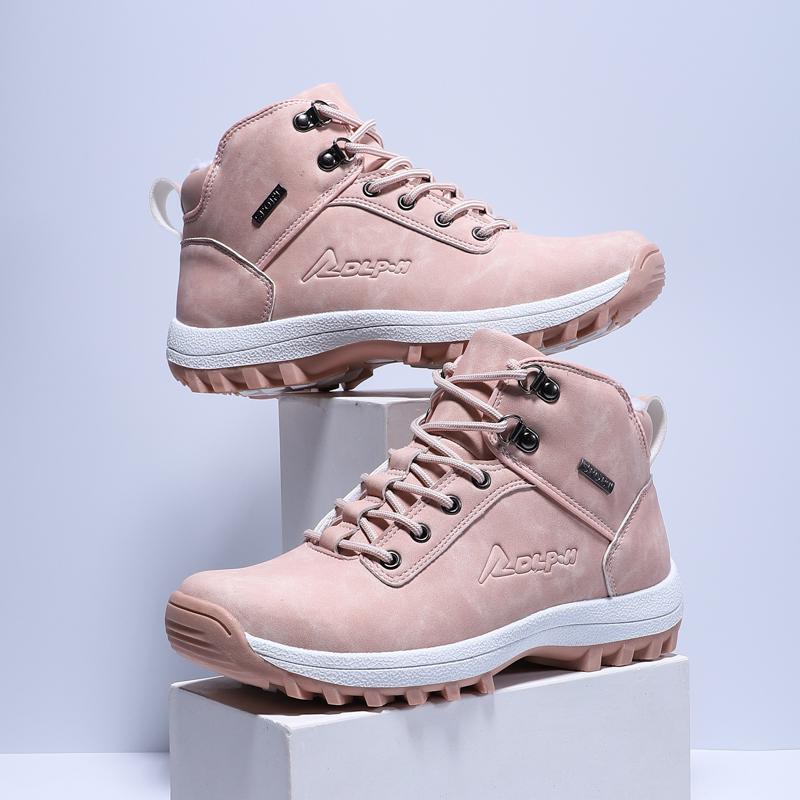 Women Ankle Snow Boot Winter Warm Plush New Wedges Rubber Platform Faux Suede Lace Up Sexy Pink Ladies Shoe Botas Mujer
