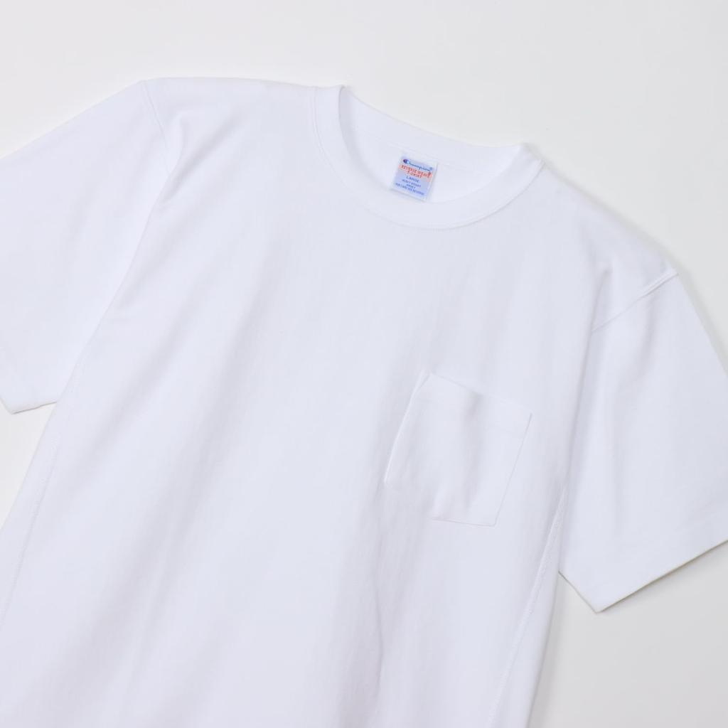 Champion Short Sleeve Crew Cotton USA Reverse Garment Short Sleeve Pocket Size T-Shirt, Neck, 100% 9.4oz Weave® Wash, T-Shirt, Men's, White, XL,
