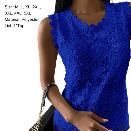 Women T-shirt Lace U Neck Summer Elegant Slim-fitting Pullover for Daily Wear