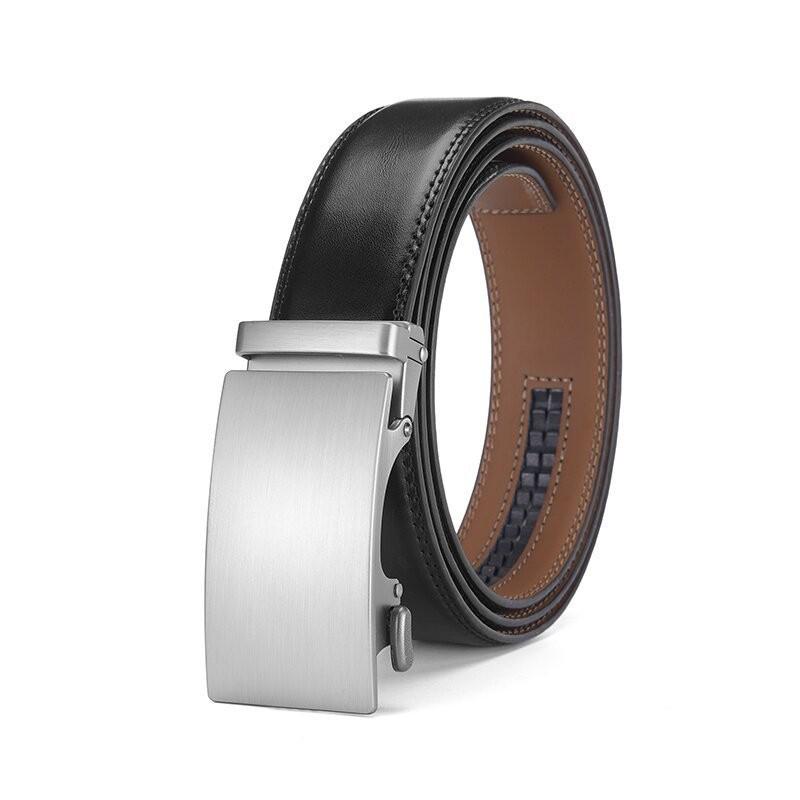 Men's Two-Layer Cowhide Leather Belt with Automatic Buckle - Versatile Business Style