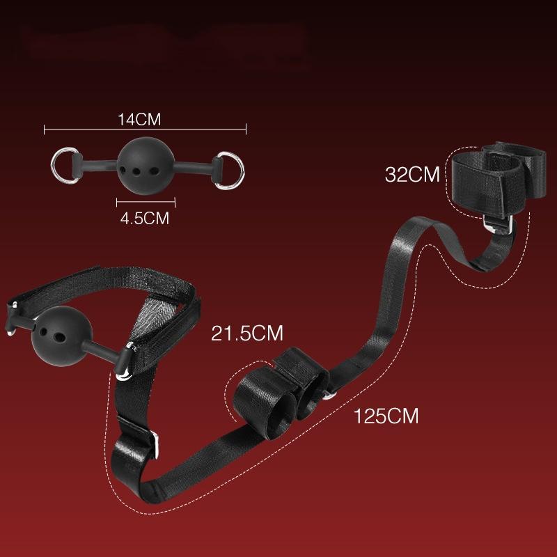 Sex Bondage Set Handcuffs + Footcuffs + Gag SM BDSM Dog Bones Silicone Gag Balls Drooling Sex Furniture Couple Play Toys Cosplay