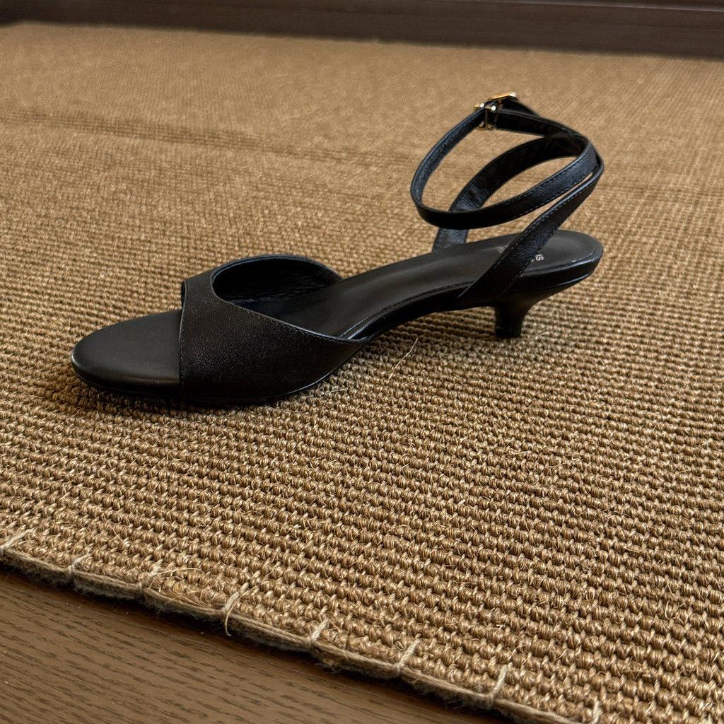 Sandały damskie w stylu retro na obcasie typu kitten heel, Nowe modne buty codzienne, Proste buty wsuwane.
