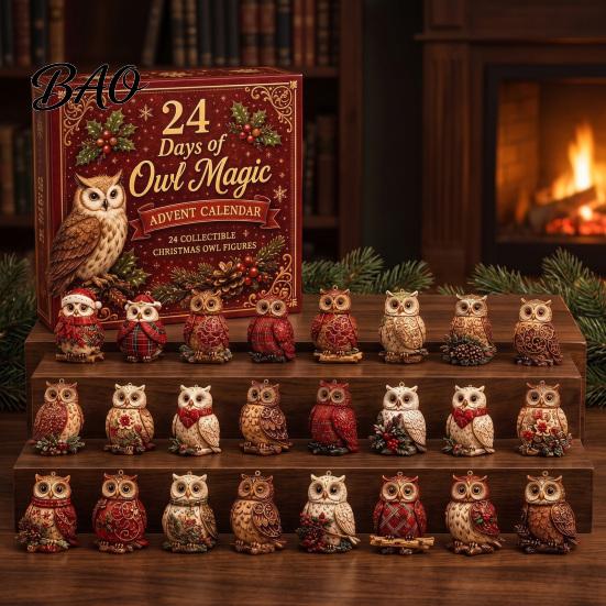 Christmas Stocking Stuffers Village Advent Calendar, 24-Day Countdown Set with Collectible House to Calendar Ornament, 2D Acrylic Tabletop Decor,