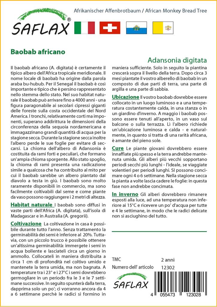 SAFLAX African Monkey Bread Tree - 6 frø - Adansonia digitata