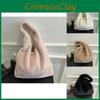 Modern Medium Plush Tote Bag In Black White Khaki And Pink Colors For Trendy Outfits