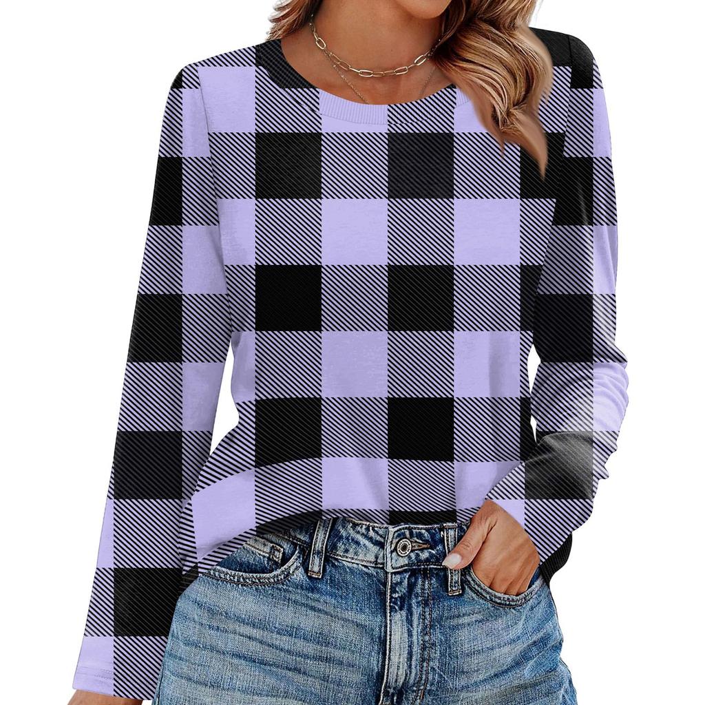 Camicie a maniche lunghe da donna T-shirt grafiche con stampa carina camicette Casual taglie forti Top basic Pullover