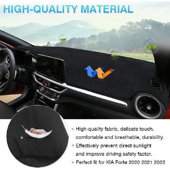 Autorder Dashboard Cover Mat for 2019-2023 2024 Kia Forte Accessories Dash Cover Flannel Dash Mat Sunshade Glare UV Rays Protector