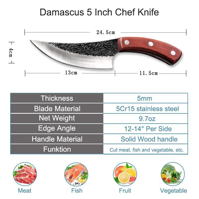5 Inch Butcher Cleaver Boning Knife Hunting Knife Stainless Steel Chef's Knife Fruit Kitchen Knife