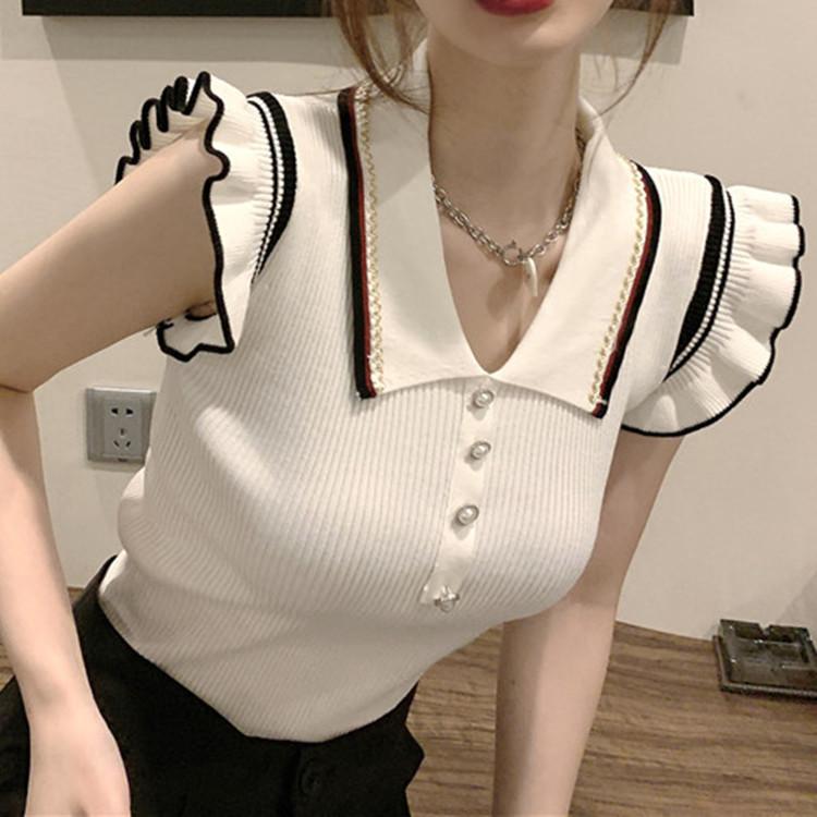 Summer Matchy-matchy V-neck Thin Design Niche Sleeveless Knit Top T-shirt Female Tide Casual Essential Comfort and Style Slim Fit Pullovers Tees