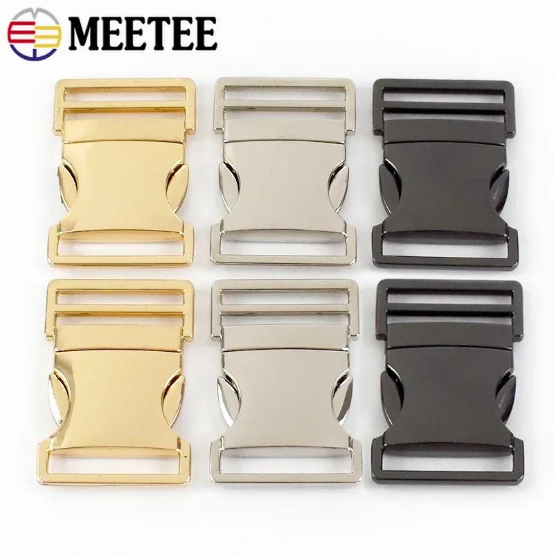 2Pcs Meetee 20/25/32/38mm Metal Side Release Buckles Adjust Clasps for Bag Belt Dog Collar Hook Buckle DIY Sewing Accessories