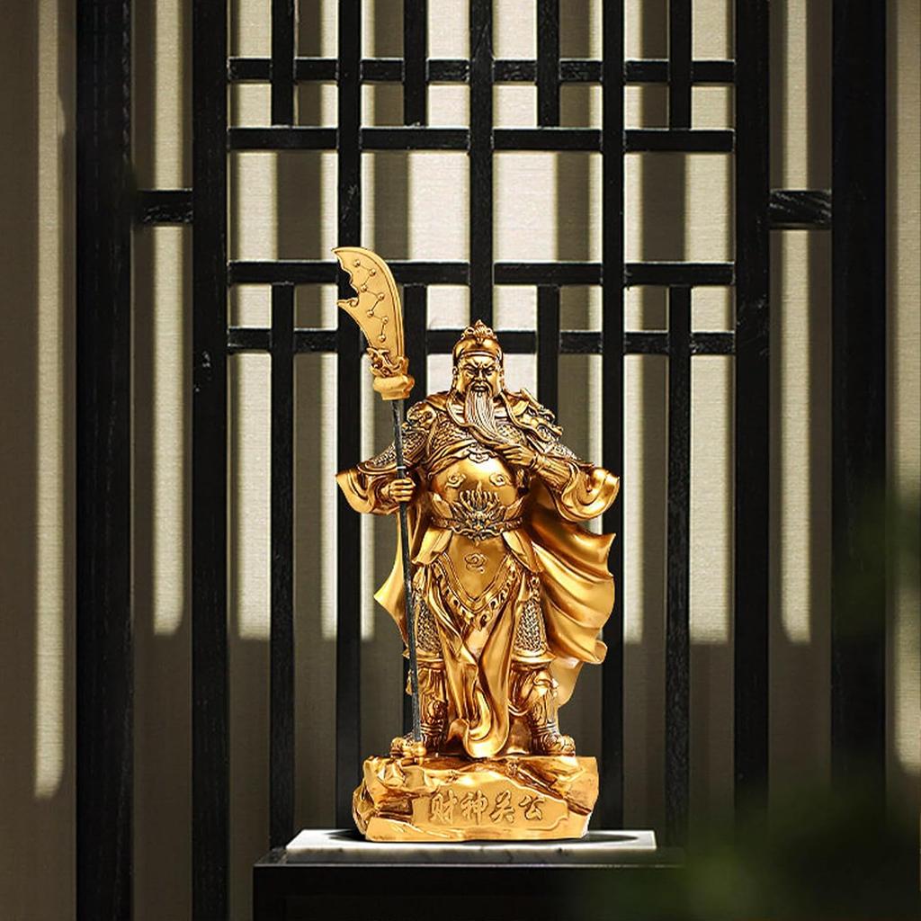 Resin Guan Yu God of Wealth Statue - Feng Shui Protection & Prosperity Decor for Home and Office, Perfect for Housewarming & Business Gift