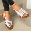 fashion Buckle Strap Women's Sandals Daily  Sandals Women Flat with Round Toe Solid Soft Bottom Ladies Shoes