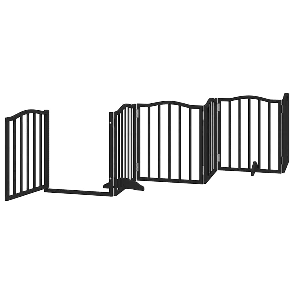 9 Piece Foldable Black Dog Gate 450 cm Poplar Wood