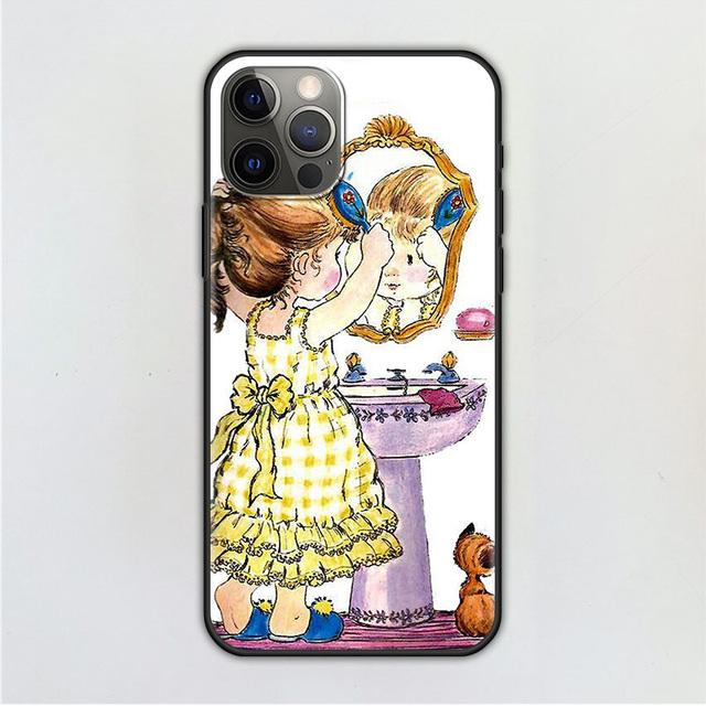 Etui na telefon komórkowy dla iPhone 14 12 Mini 11 Pro X Xs Max Xr 8 7 6 6s Plus Czarne TPU Fundas Silikonowe Capa Wzór Sarah Kay