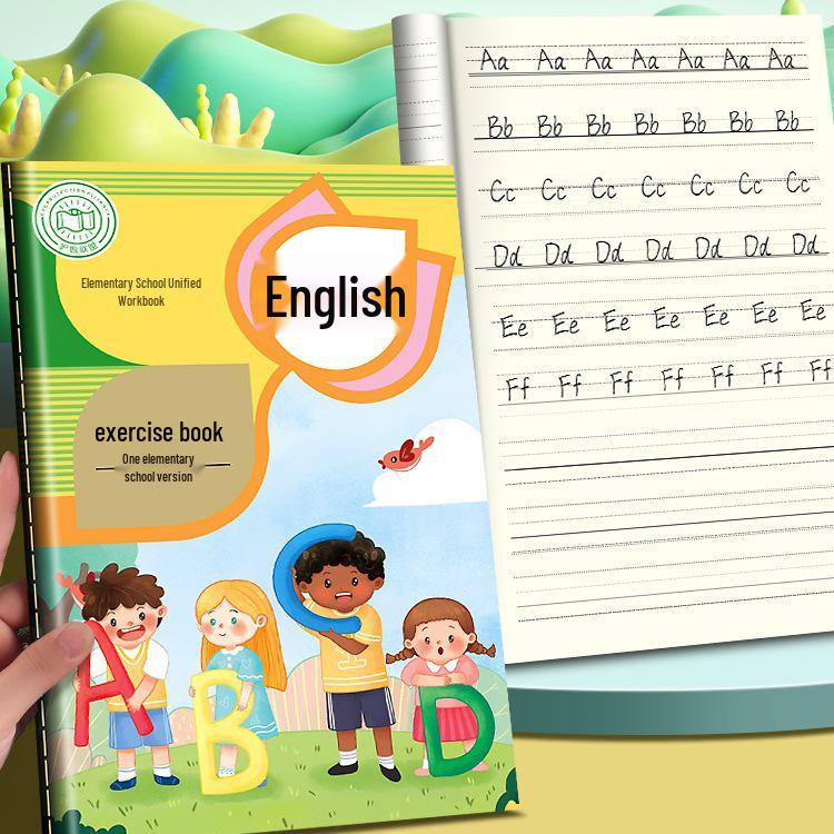 A5 English Elementary School Workbook: Four Lines, Three Spaces, Grades 1-3