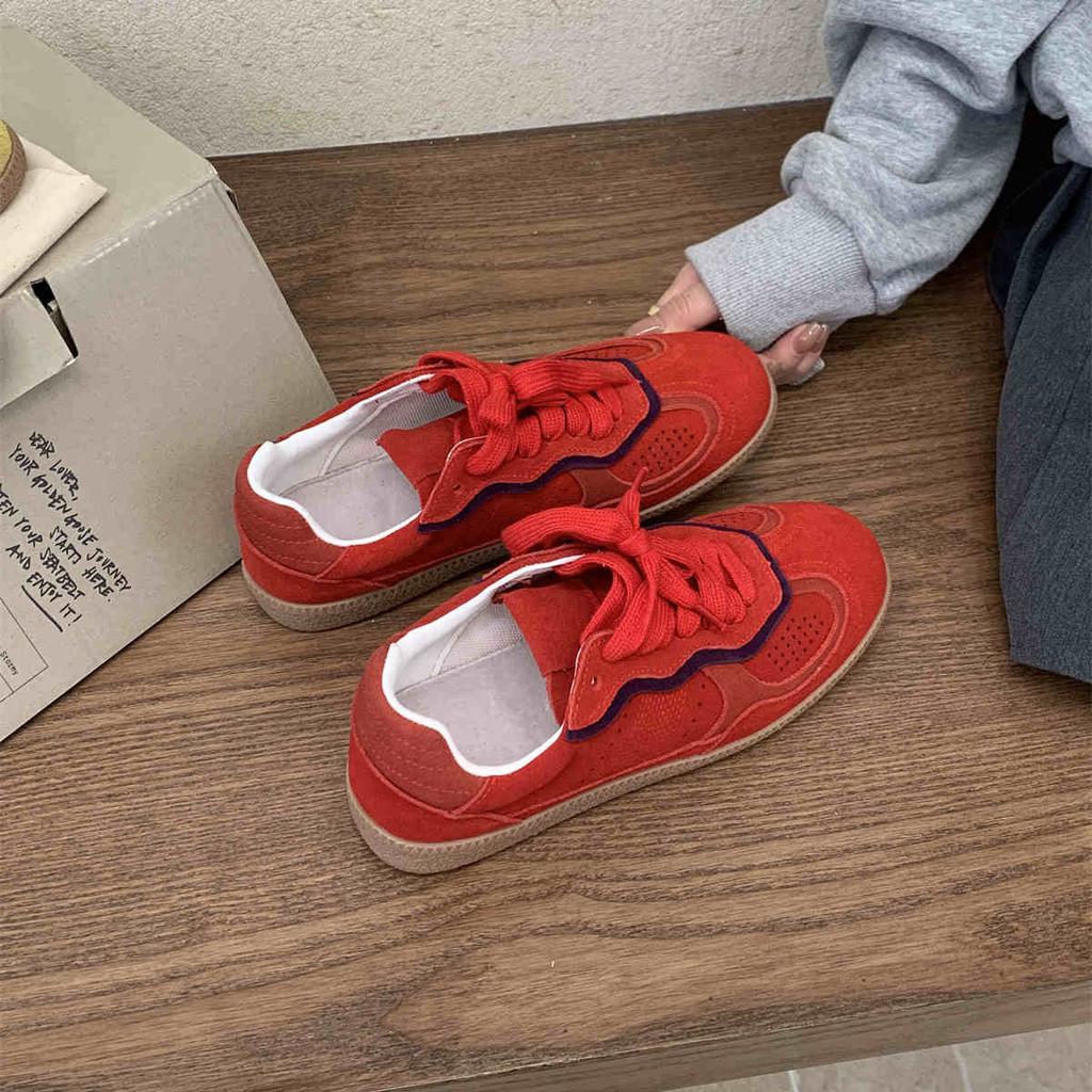 Fashion Yellow Women's Casual Sneakers Designer Training Shoes Patchwork Lace-up Sneakers Leather Flat Women's Shoes Zapatillas De Muje