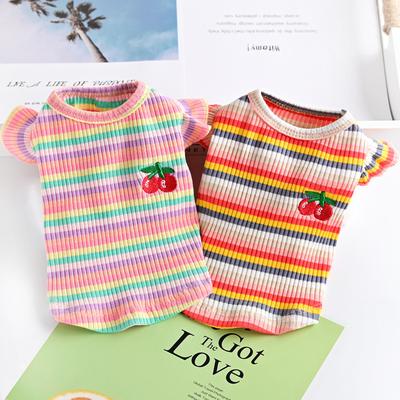 Stretch Gestreiftes Haustier Katze Weste Yorkshire Teddy Kleiner Hund Hundekleidung Prinzessin Rock Frühling Sommer Dünn