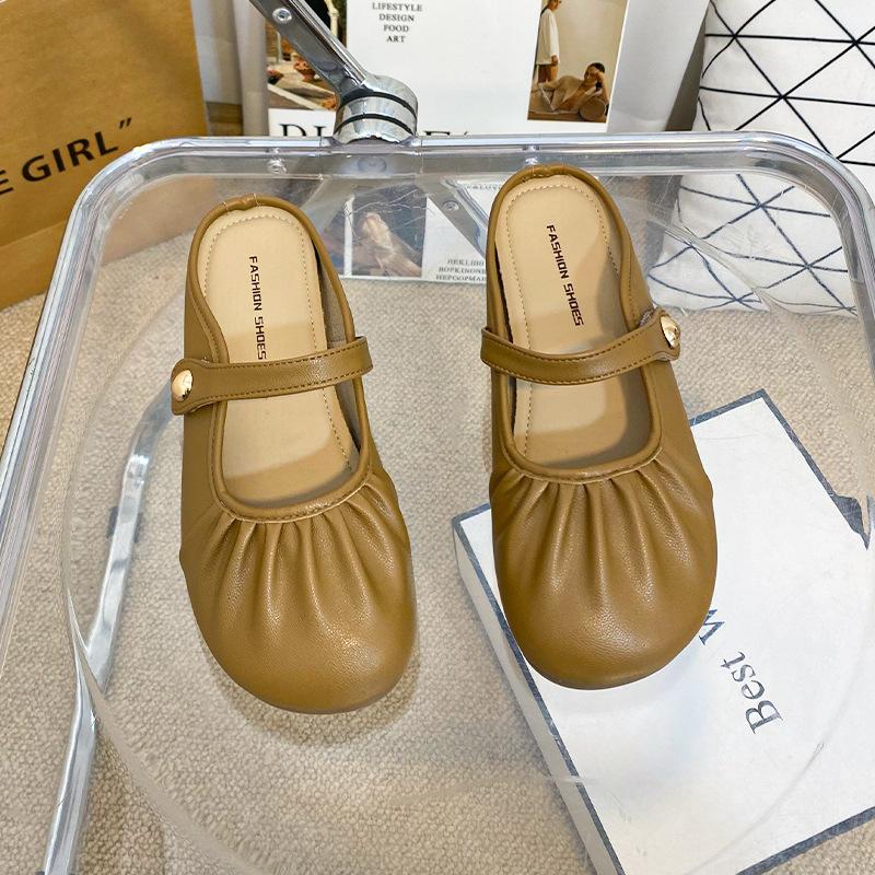 

Французская сумка голова полутапочки женская верхняя одежда 2025 весна и лето новый универсальный ретро плоская подошва один педаль ленивые сандалии 40