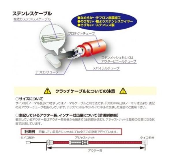 KITACO Clutch Cable Lever Stainless Steel Mesh (For & Holder/1045mm) MONKEY/Gorilla 909-1013302