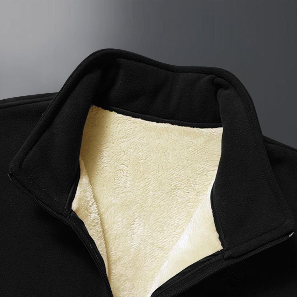 Herren Einfarbig Lässig Fleece Verdickte Jacke, Herren Langärmeliger Stehkragen Fleece Warmer Mantel