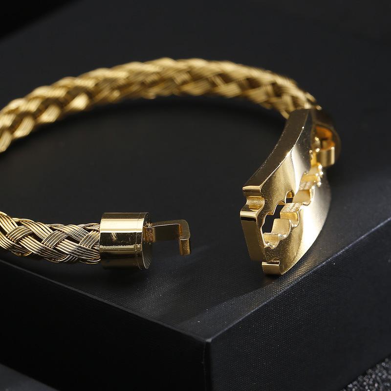 Accessories, Individual Vacuum Plated Steel Wire Braided Blade Titanium Steel Men'S Bracelet