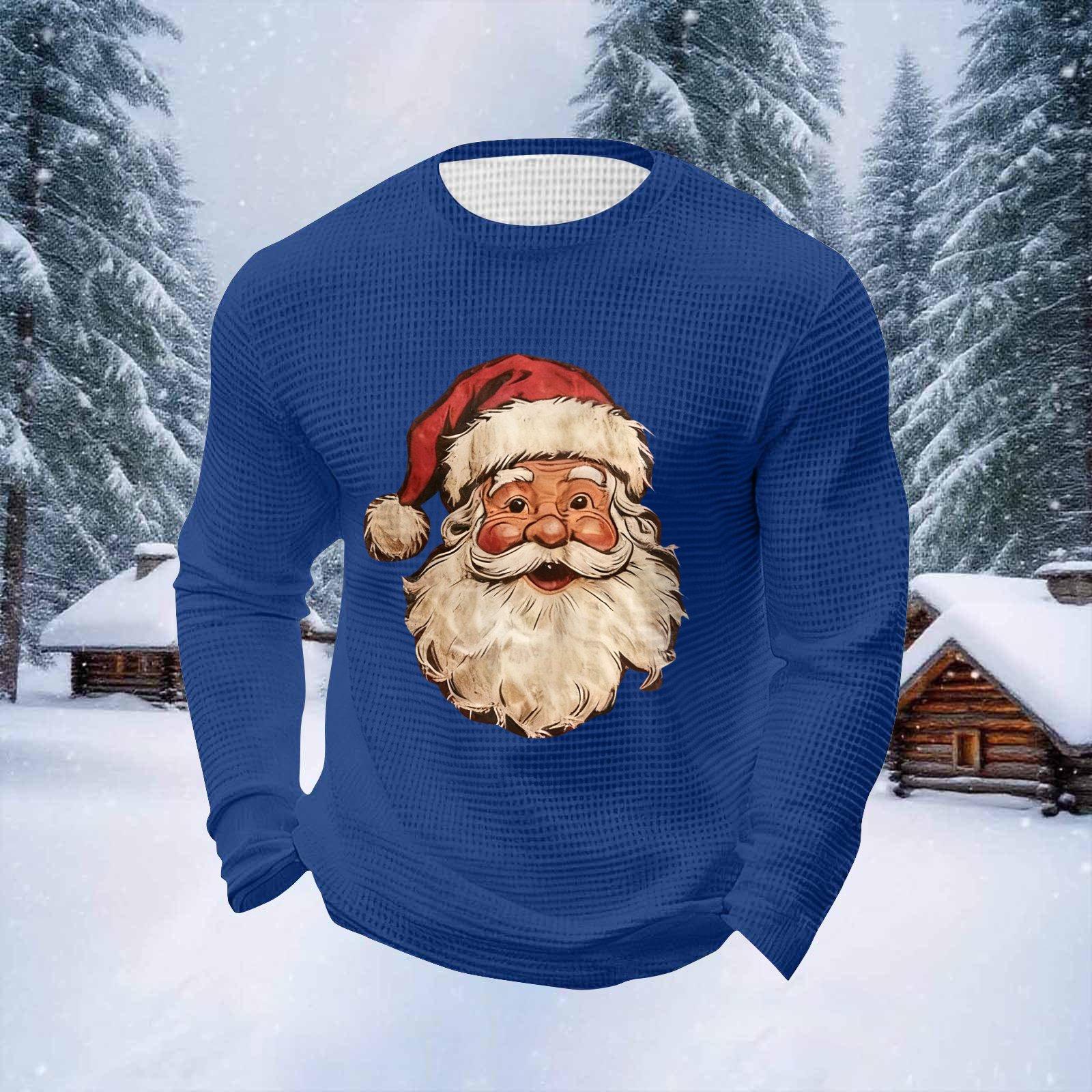 

Мужские топы с рождественским принтом, с круглым вырезом и длинными рукавами, мужские спортивные топы больших размеров в повседневном стиле с круглым вырезом XXXL