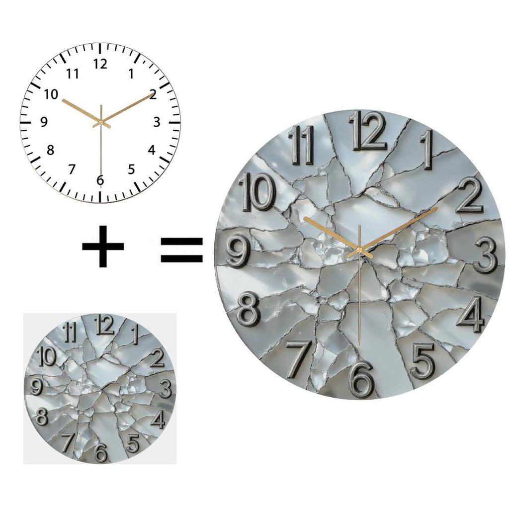 Personalized Glass Round Clock 30cm Custom Photo Print Silent Ticking Wall Art for Living Room