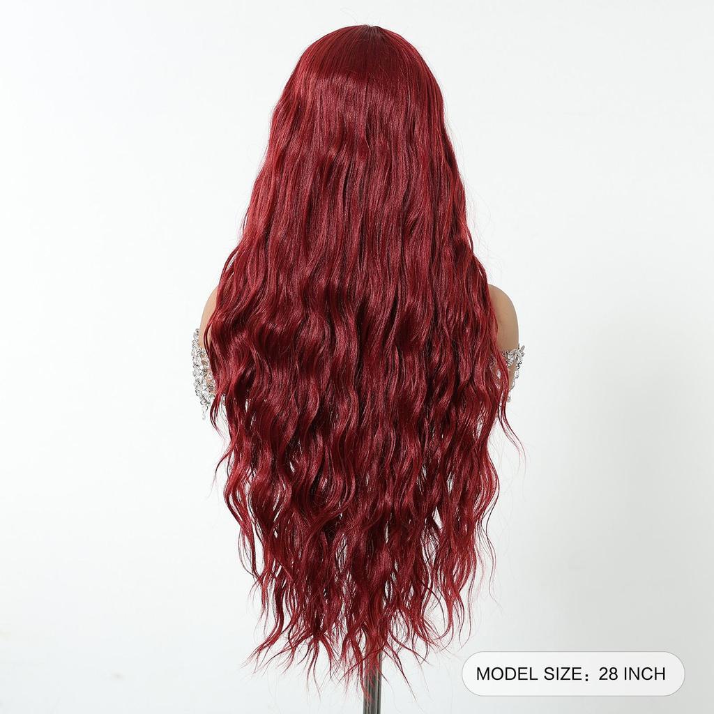 ALAN EATON Long Red Lace Front Wig Synthetic Wavy Curly Wigs for Black White Women Natural High Density Heat Resistant