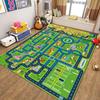 Kids Play Mat, City Road Train Track Rug Educational Cartoon Carpet for Children's Playroom Non Slip Soft Floor Mat